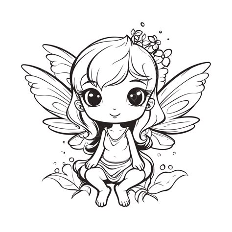 cute  fairy coloring page outline sketch drawing vector wing