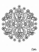 Coloring Mandala Color Mandalas Flowers Adult Pages Difficult Vegetation Adults Printable Print Symmetry Patterns Fleurs Leaves Colouring Book Unity Balancing sketch template