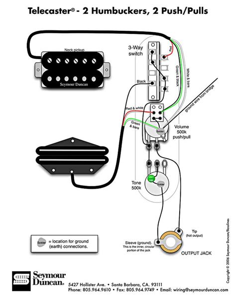 tele wiring diagram  humbuckers  pushpulls telecaster guitar diy guitar building