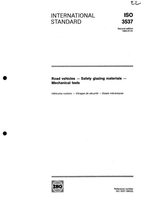 iso  road vehicles safety glazing materials mechanical tests