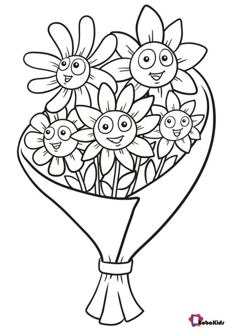 smiling flowers easy coloring pages  preschoolers easy coloring