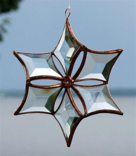 3d Beveled Glass Snowflake Ornament Suncatcher Clear With Etsy
