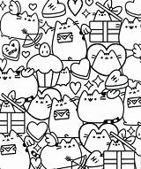 Pusheen Coloring Pages Printable Food Rocks Cat Collage Cats Book sketch template