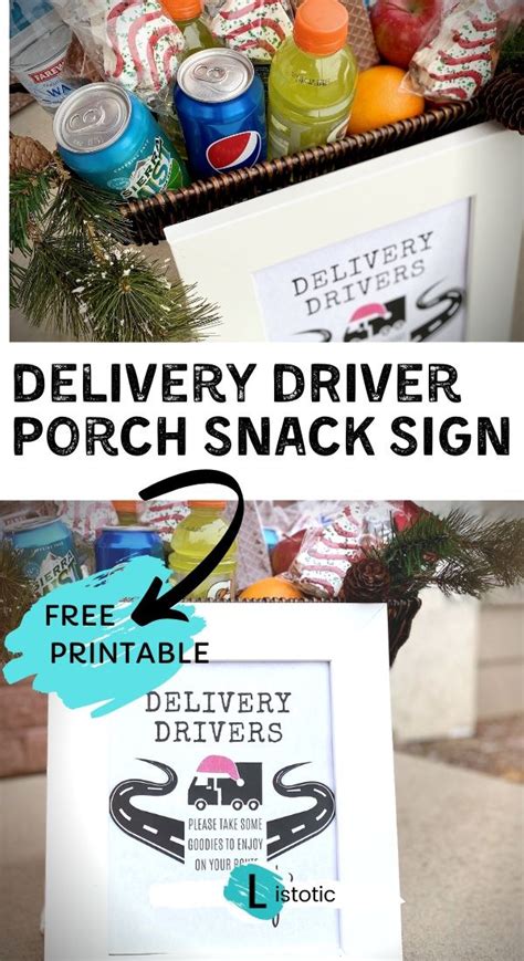 printable delivery driver snack sign