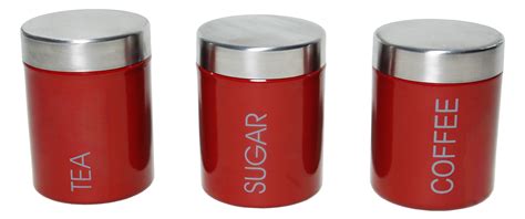 pcs tea coffee sugar canister set red