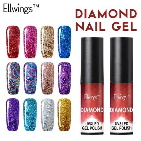 ellwings professionele diamond glitter uv nagellak nail art manicure uv nagel gel lak losweken