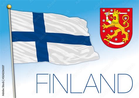suomi finland official national flag  coat  arms eu vector