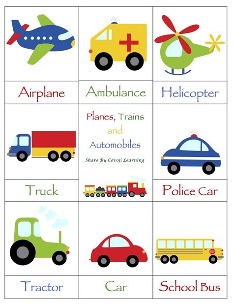 types  vehicles covoji learning
