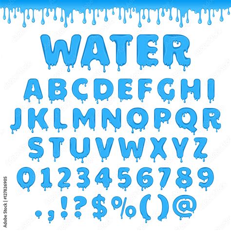 Vecteur Stock Fresh Water Latin Alphabet Abc Set Of Vector Letters