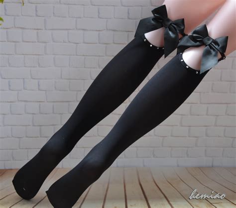 Sexy Black Lace Thigh High Socks Soft Micro Ribbon Thigh High Socks