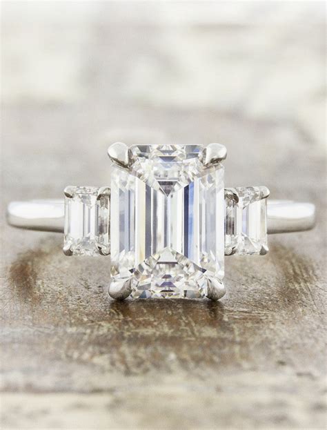 rebecca classic  stone emerald cut diamond ring ken dana