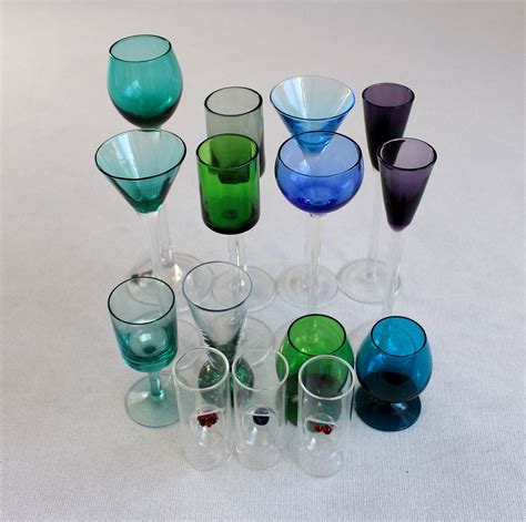 Reserved For Yun Colored Glasses Etsy Bar Glassware Cordial