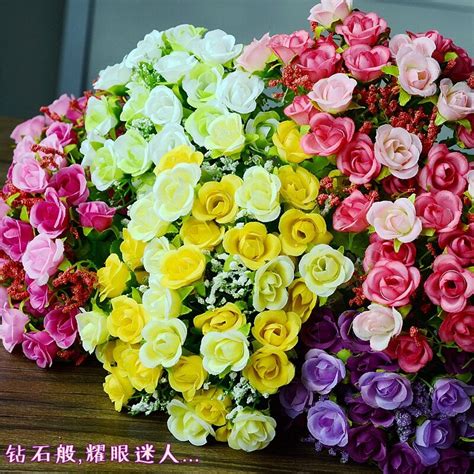 artificial silk plastic flowers fake bouquet cheap for