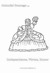 Coloring Pages Colonial Society Lady sketch template