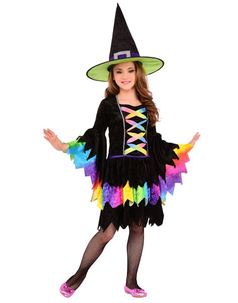 rainbow witch girls colorful good witch child halloween costume
