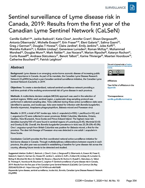 Sentinel Surveillance Of Lyme Disease Risk In Canada 2019 Results