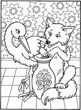 Coloring Fox Stork Pages Fables Aesop Outline Story Kids Stories Short Book Publications Dover Books Writing Sheets Cool Adult Aesops sketch template