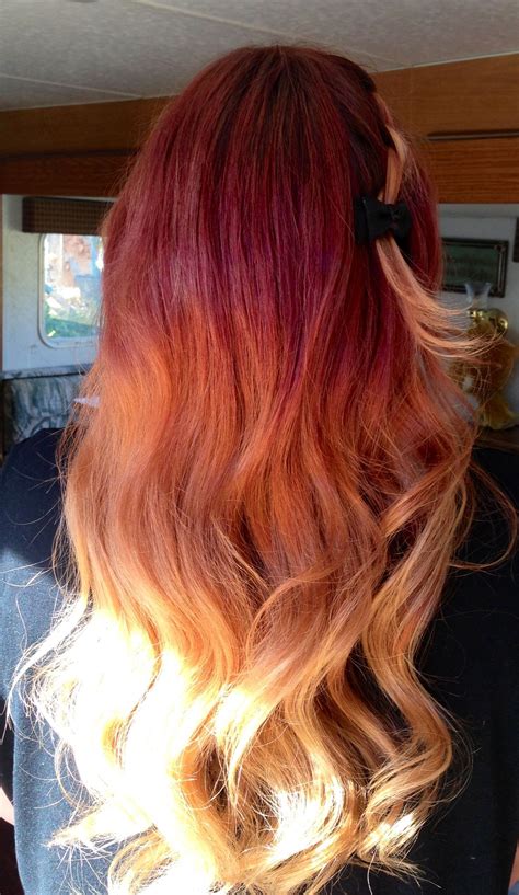 red to blonde ombre hair i like the mid to lower portion of colour hair and beauty red