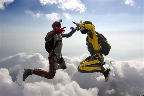 skydiving wedding couple ties the knot then jumps out of plane