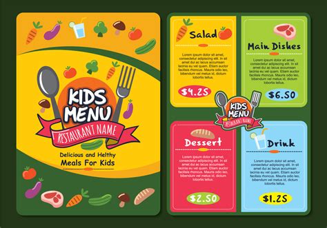cute colorful kids menu template   vector art stock