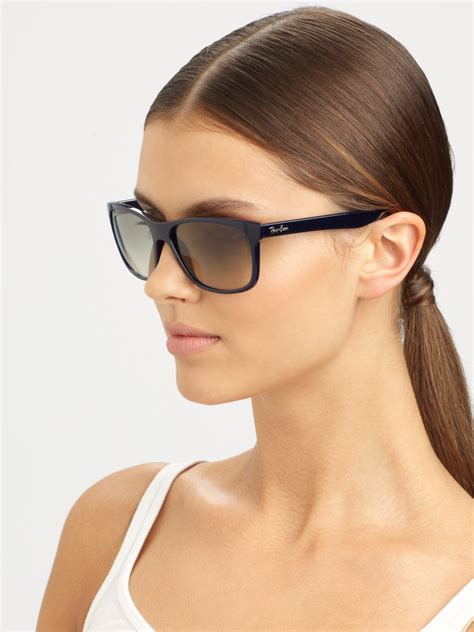 lyst ray ban square top acetate sunglasses in black