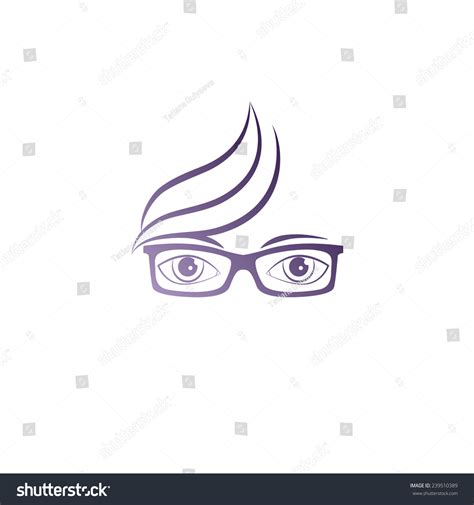 Silhouette Of A Girl S Face With Glasses Logo Stock
