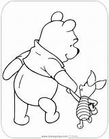 Pooh Piglet Winnie Coloring Walking Pages Hand Disneyclips sketch template
