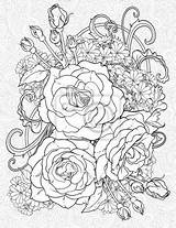 Coloring Kolorowanka Rozy Graphicriver Trzech Fototapety Druku Roza Flowers Florystyczny Fototapeta Garden sketch template