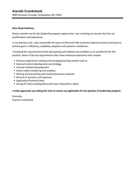 leadership program cover letter velvet jobs