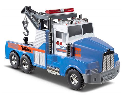 tonka real tough mighty motorized tow truck blue  quick buy