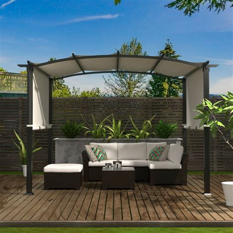 cloud mountain    outdoor pergola patio sun shade steel pergola  retactable canopy