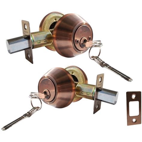 constructor deadbolt entry door lock set  double cylinder antique copper finish walmartcom