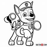 Patrol Paw Draw Chase Drawing Easy Cartoons Cartoon Coloring Step Drawings Kids Characters Pages Sketchok Marshall Da Choose Board Books sketch template
