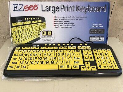 ezsee large print  vision wired keyboard bright yellow keys usb