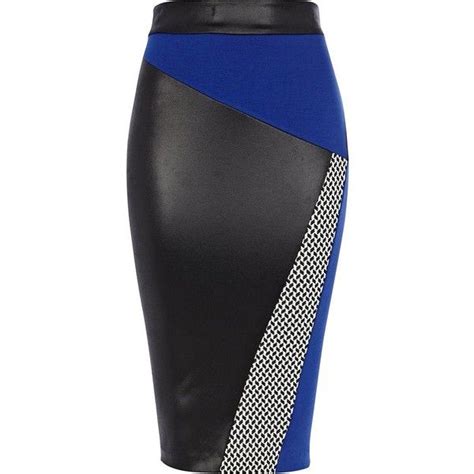 river island black colour block pencil skirt 16 found on polyvore featuring women s fashion