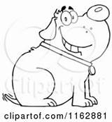 Dog Clipart Royalty Outlined Chubby Wagging Tail Sitting Its Coloring Vector Pages Rf Illustrations Toon Hit sketch template