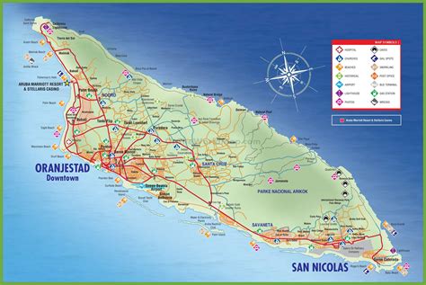 large detailed tourist map  aruba aruba map tourist map aruba