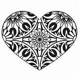 Coloring Pages Heart Hearts Geometric Printable Adult Key Colouring Banners Color Paisley Adults Valentine Designs Cliparts Detailed Abstract Getcolorings Mandala sketch template