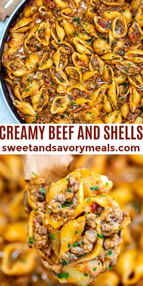 creamy beef  shells video recipe health dinner recipes beef