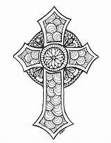 Coloring Cross Pages Adult Adults Colouring Crosses Printable Sheets Mandala Original Color Crucifix Similar Items Etsy Drawing Zentangle Decorative Cruces sketch template