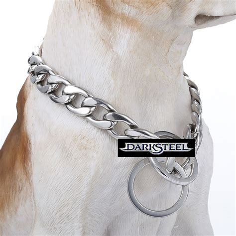 collar cadena para perro estilo acero natural 40cms x 13