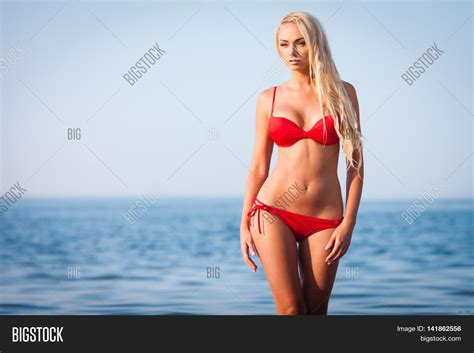 Sexy Blond Girl Red Image And Photo Free Trial Bigstock
