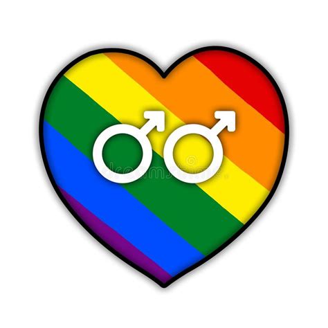 rainbow gay couple pride flag heart symbol of sexual minorities one