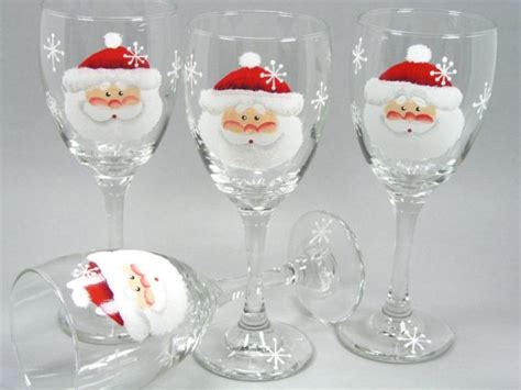 10 Hand Painted Wine Glass For Christmas