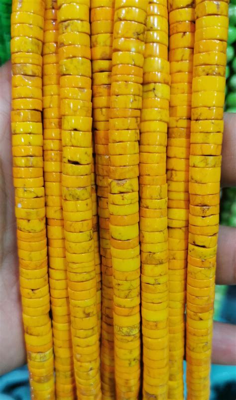full  oranger golden yellow howlite turquoise hehishi rondelle wheel spacer beads mm mm