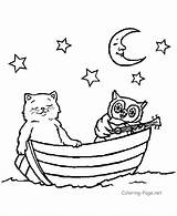 Coloring Boat Owl Row Cat Pages Printable Kids Animal Clipart Rowboat Colouring Color Drawing Getdrawings Book Dltk Step Library A4 sketch template