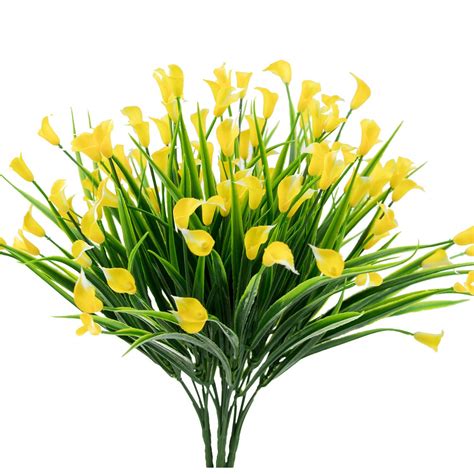 4 Pcs Artificial Flowers Outdoor Yellow Calla Lily Fake Plants Faux