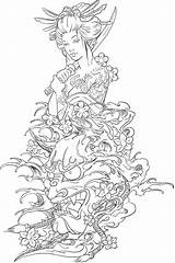 Geisha Hannya sketch template