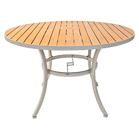faux teak outdoor table top  aluminum edge