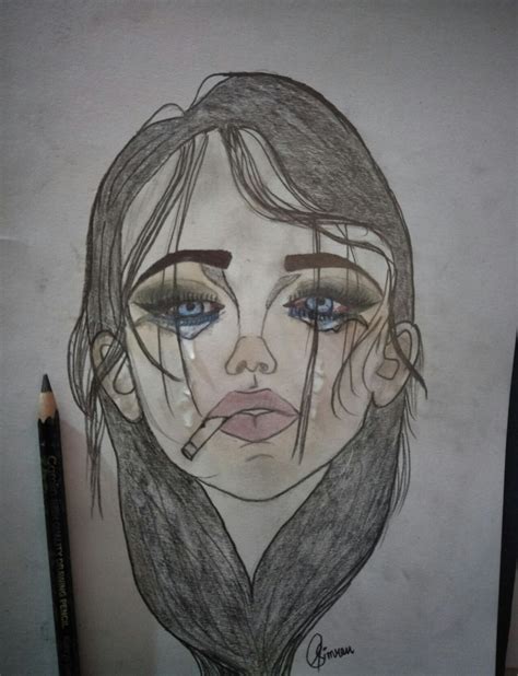 depressed girl crying drawing  paintingvalleycom explore collection  depressed girl